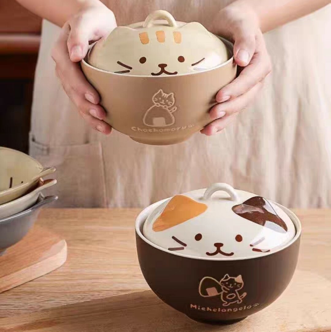 創意貓咪陶瓷蓋碗