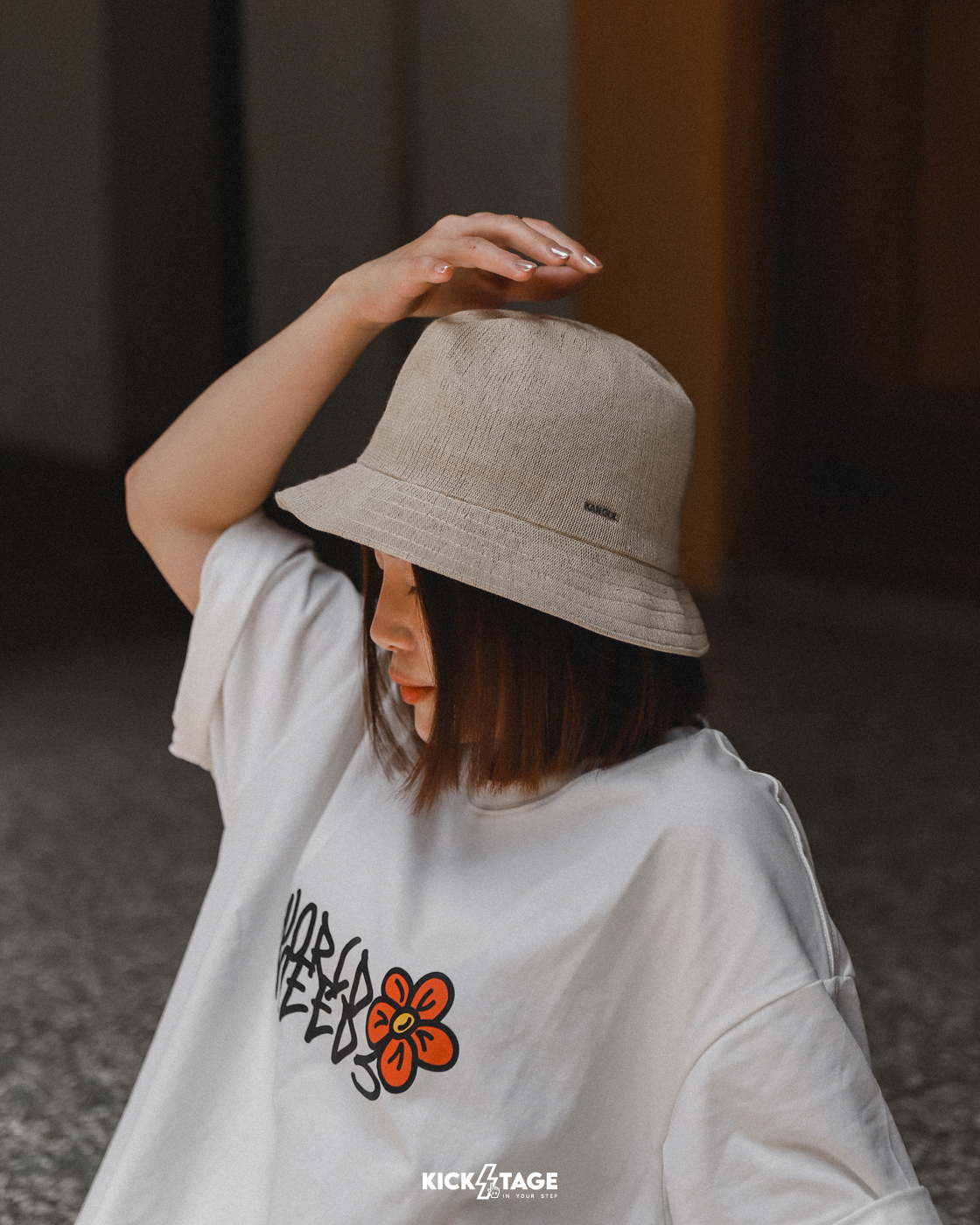 **特價商品無退換**KANGOL BAMBOO ARNOLD TRILBY 沙色 袋鼠 編織 透氣 紳士帽 漁夫帽【W20S6813BG】