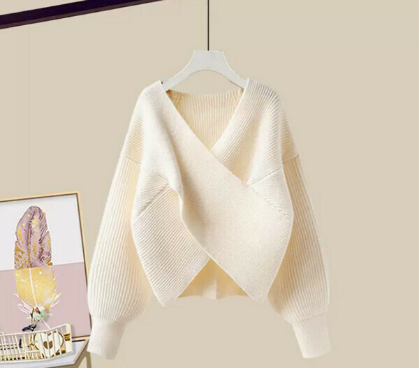 Fat mm to cover the flesh and look thin sweater#Single piece (apricot) [M-4XL size] [Contact customer service to confirm the size after placing an order]