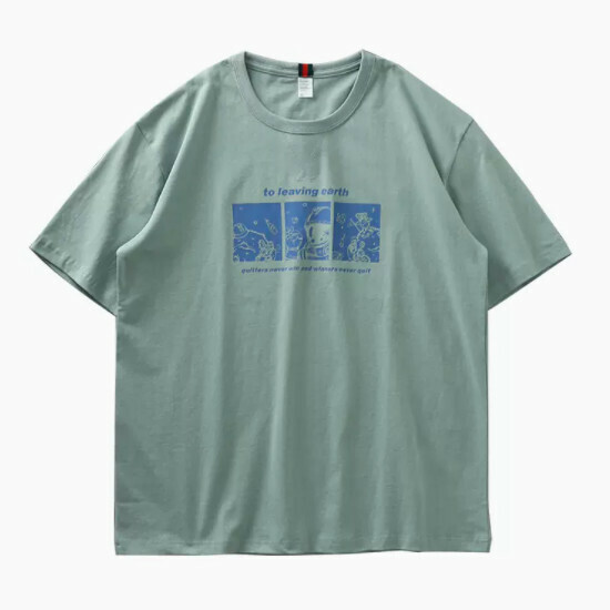 新款寬鬆休閑短袖T恤（S-3XL 淺綠色）(下單後聯絡客服確認發貨尺碼)