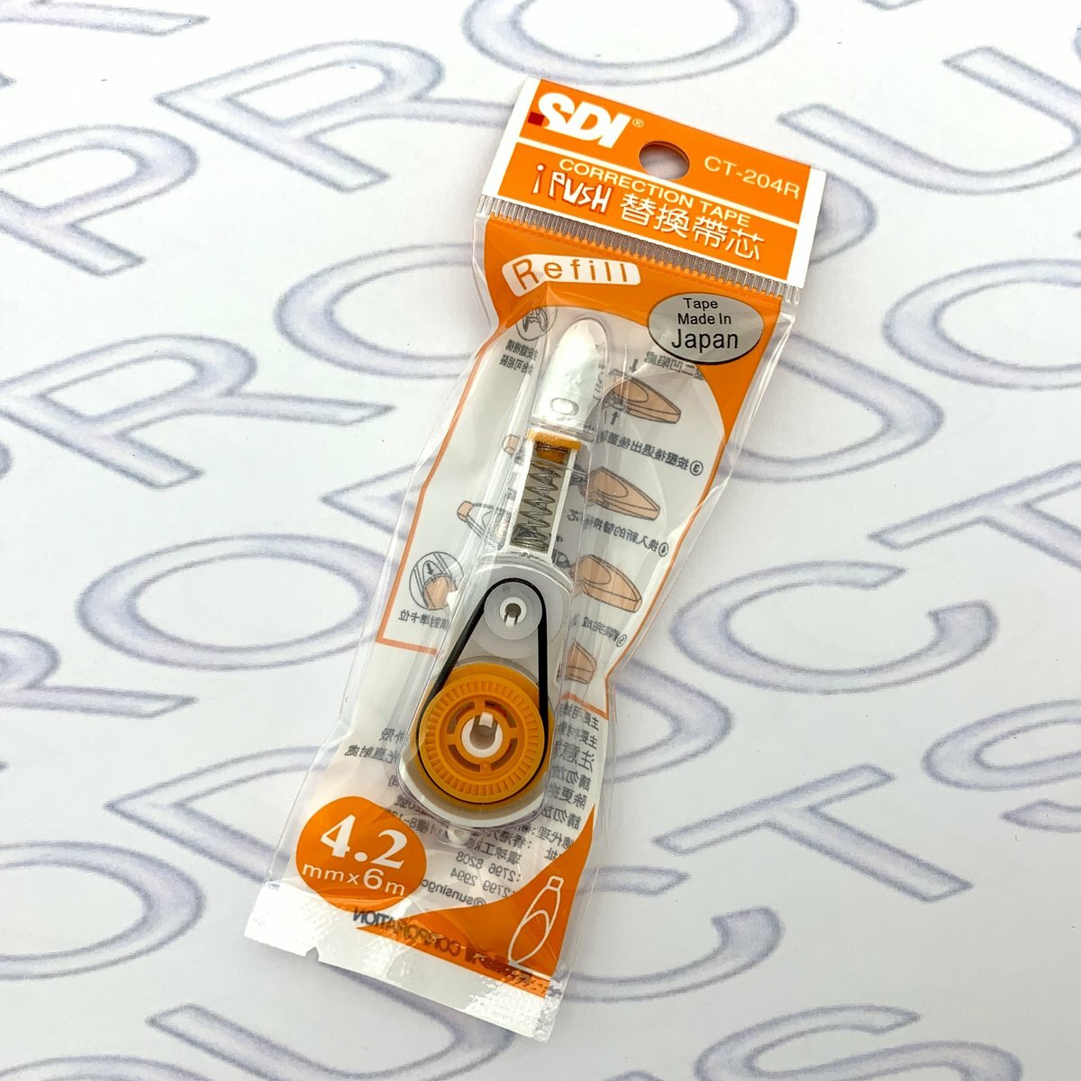 SDI - CT-204R "iPUSH"輕按式塗改帶替換芯 4.2mm x 6M - 24芯 (橙色) (改錯修正兼用)