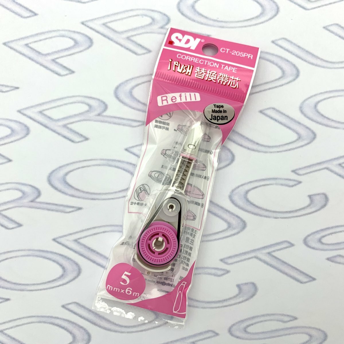 SDI - CT-205PR "iPUSH"輕按式塗改帶替換芯 5mm x 6M - 24芯 (粉紅色) (改錯修正兼用)