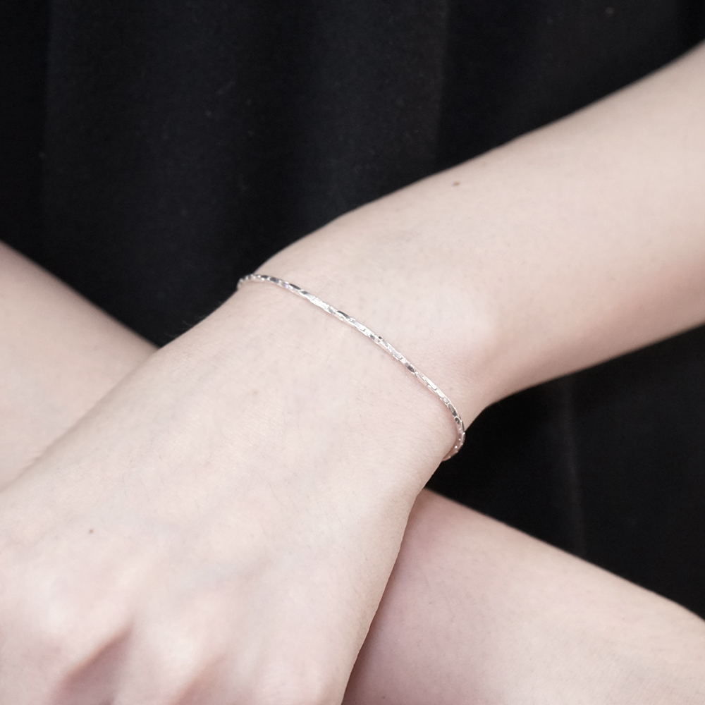 扭轉設計 方扭蛇鍊 925純銀手鍊 女生手鍊