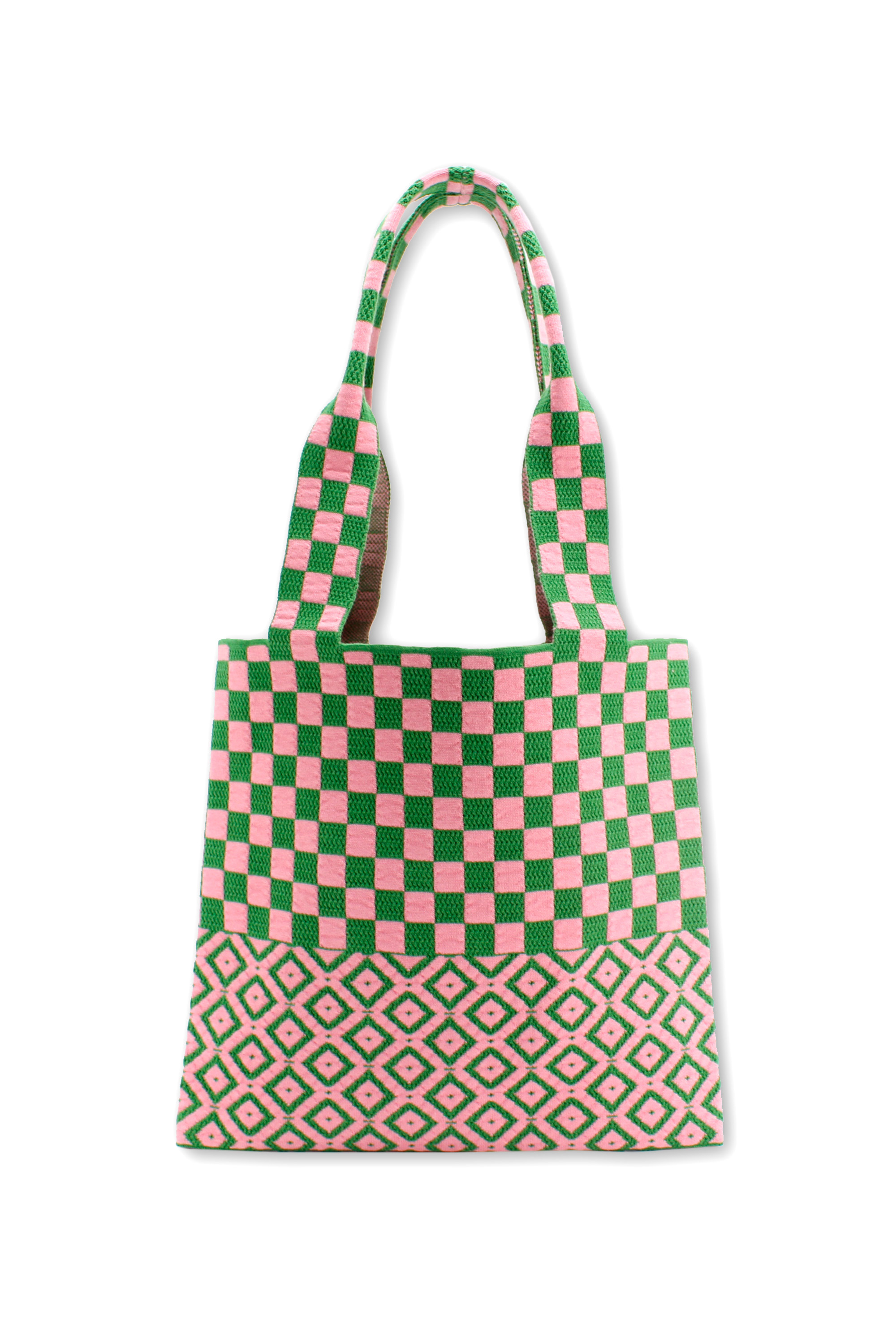 螢光雙色幾何紋手袋