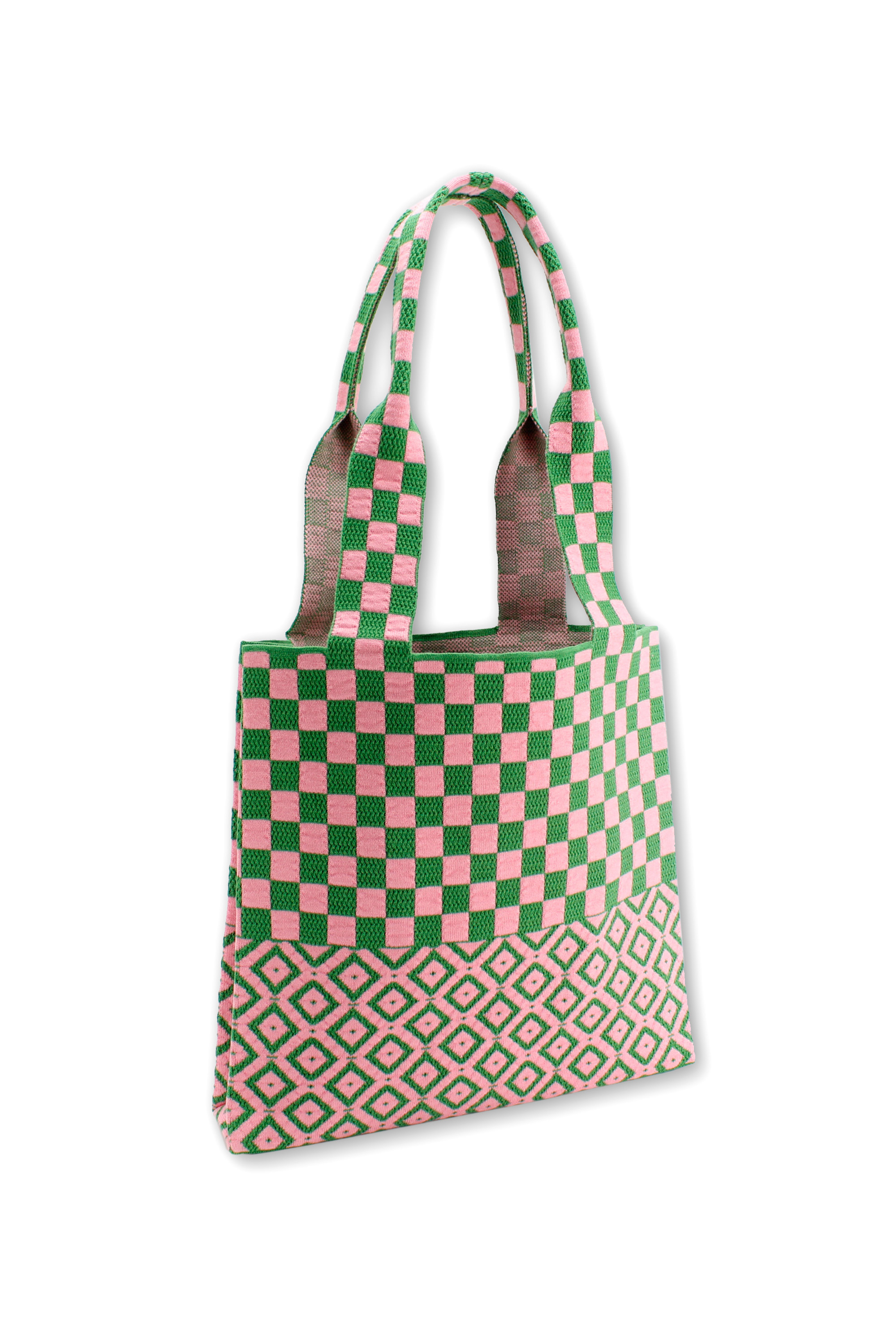 螢光雙色幾何紋手袋