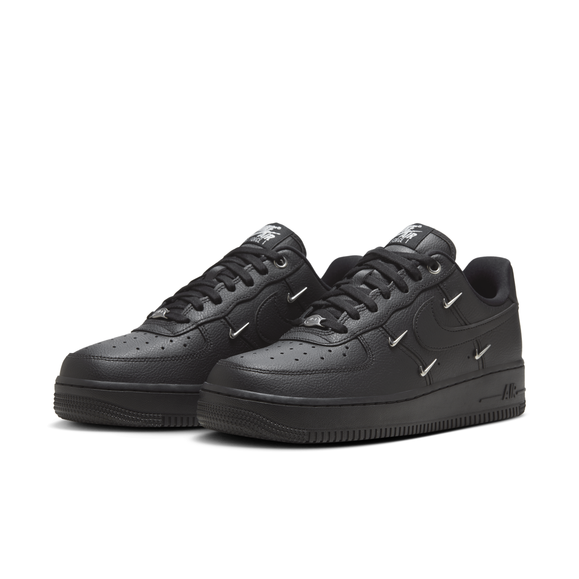 女鞋 NIKE W AIR FORCE 1 '07 LX 'Black Silver' 黑魂 四銀勾 立體 小銀勾 四勾 休閒鞋【HQ1180-001】AF1