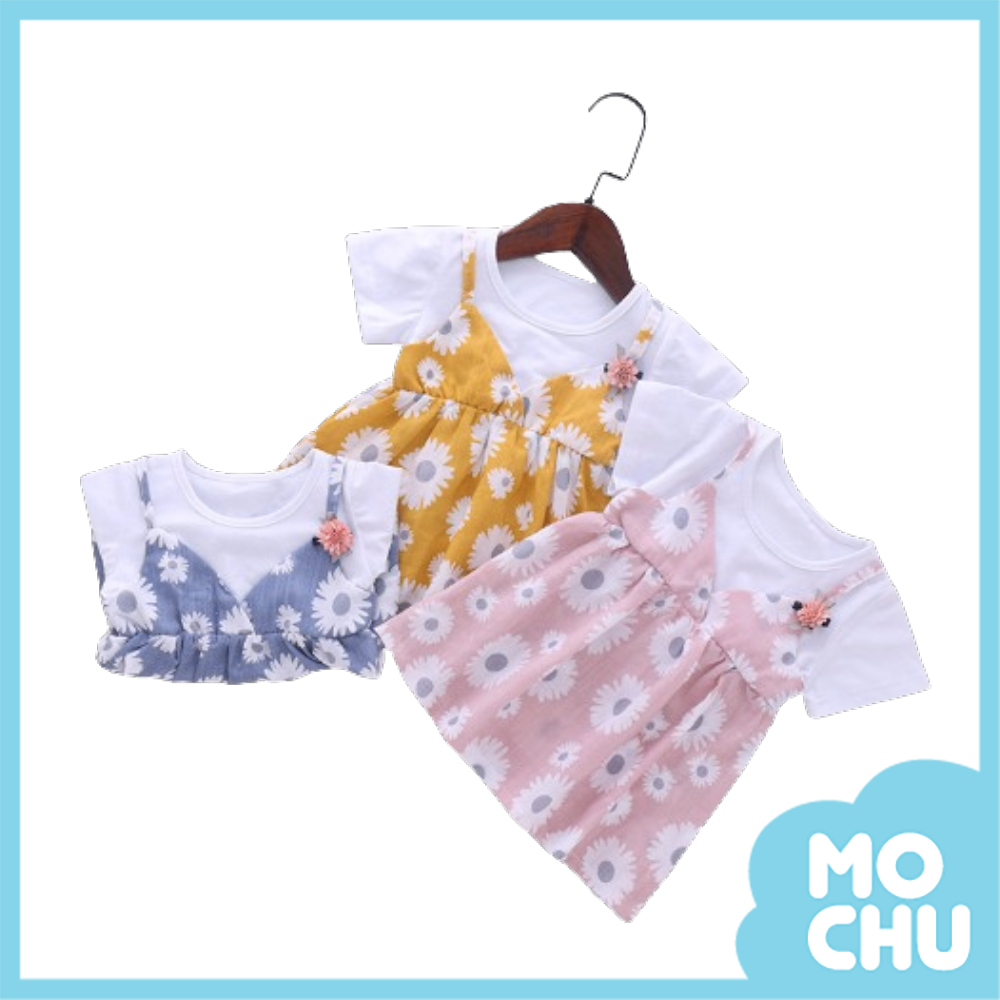 小雛菊假兩件吊帶連身裙(三色)