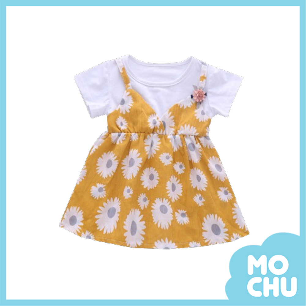 小雛菊假兩件吊帶連身裙(三色)