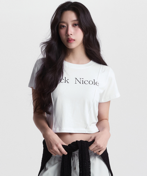 NICK NICOLE) NICOLE PINTUCK CROP TEE | 2color