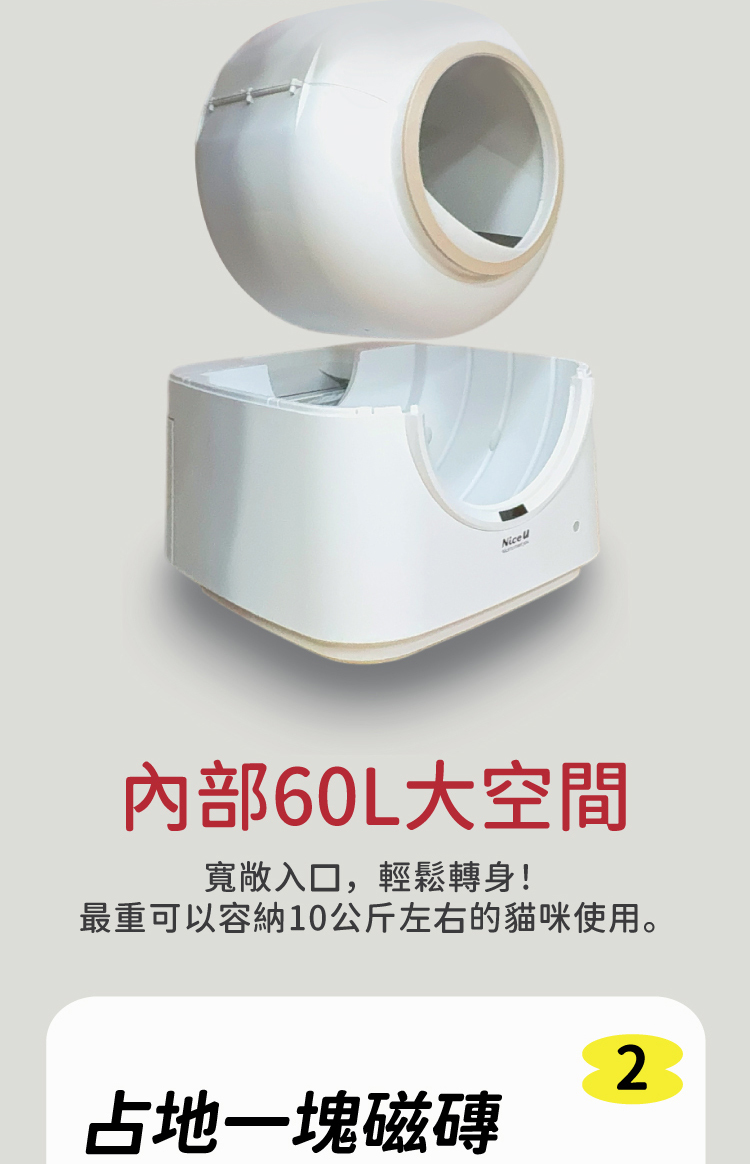 貓砂機特色2:佔地一塊磁磚