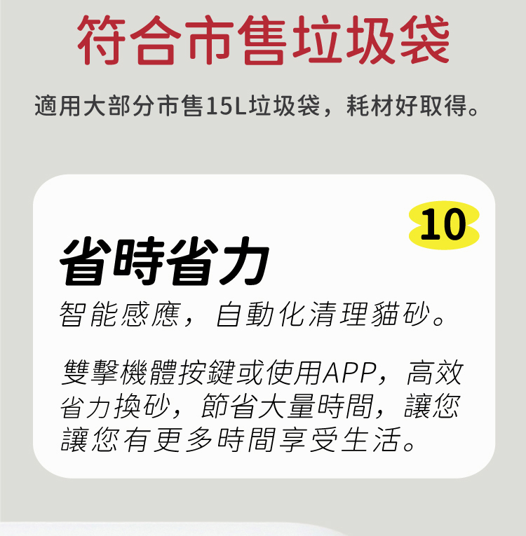 貓砂機特色10:省時省力