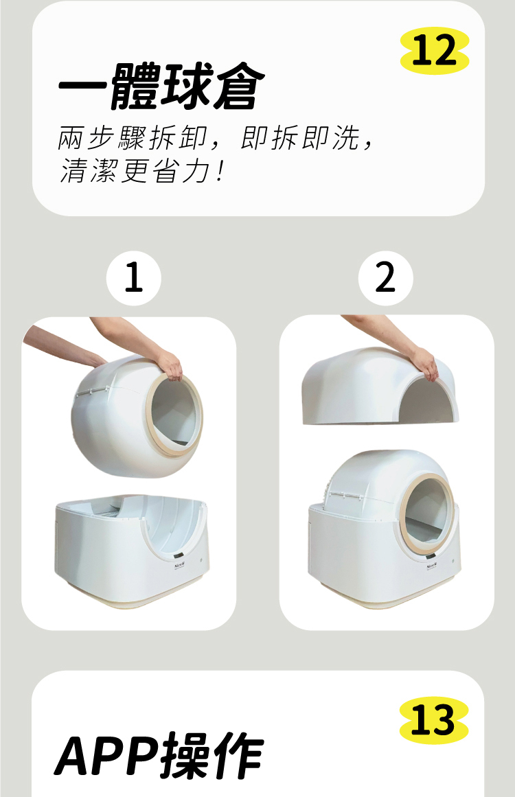 貓砂機特色12:一體球倉
