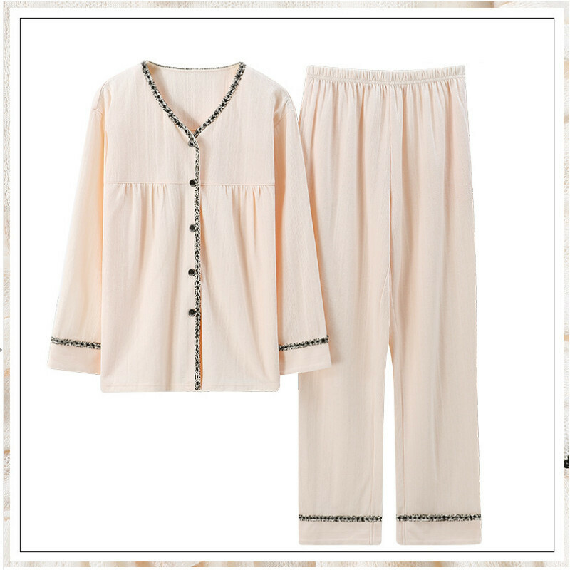 Long Sleeve Pajama Set [M-XXL AM-34068 (V-Neck Cardigan)] [Contact Customer Service to Confirm Shipping Size after Placing an Order]