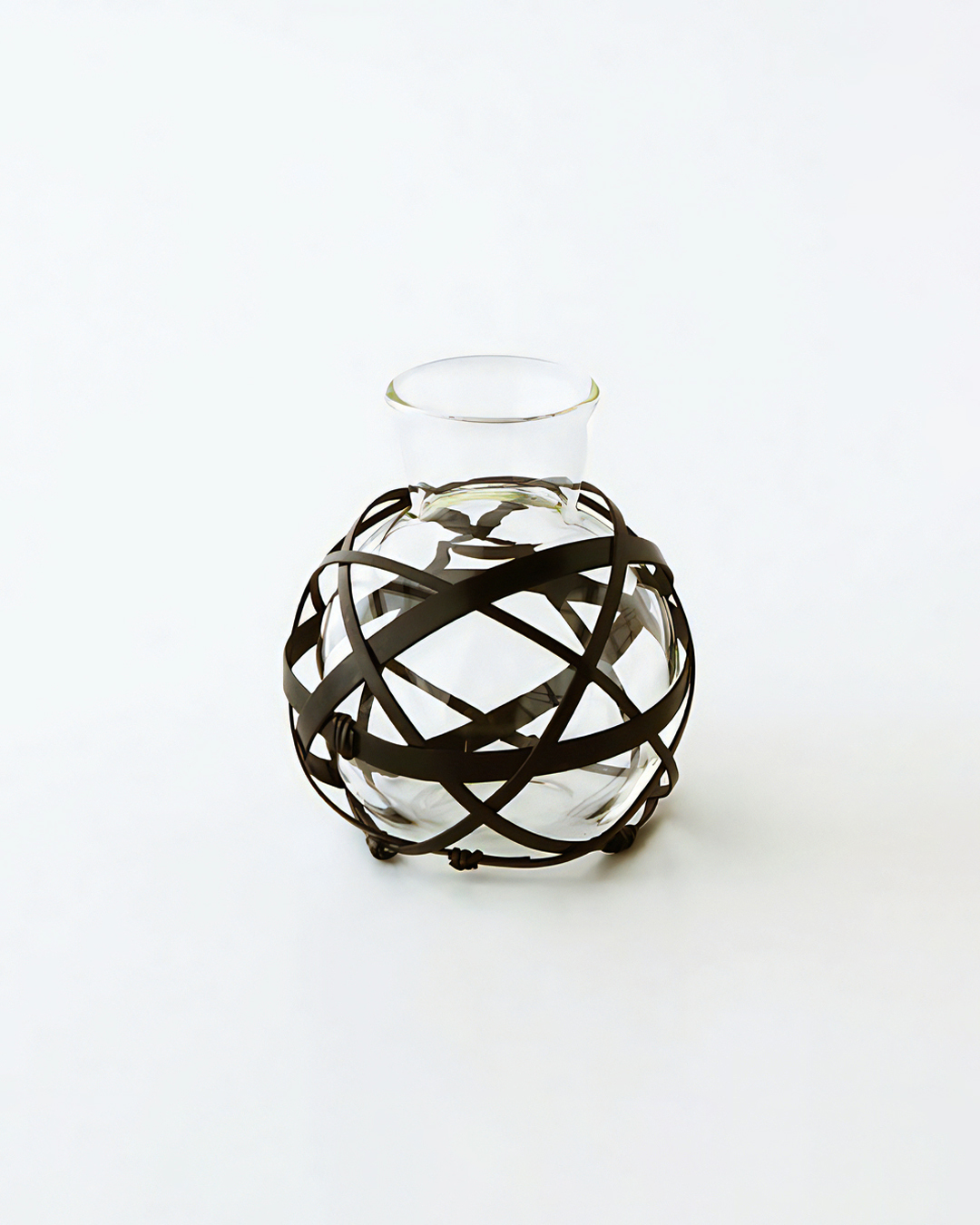 竹編 玻璃花器 黑色｜公長齋小菅