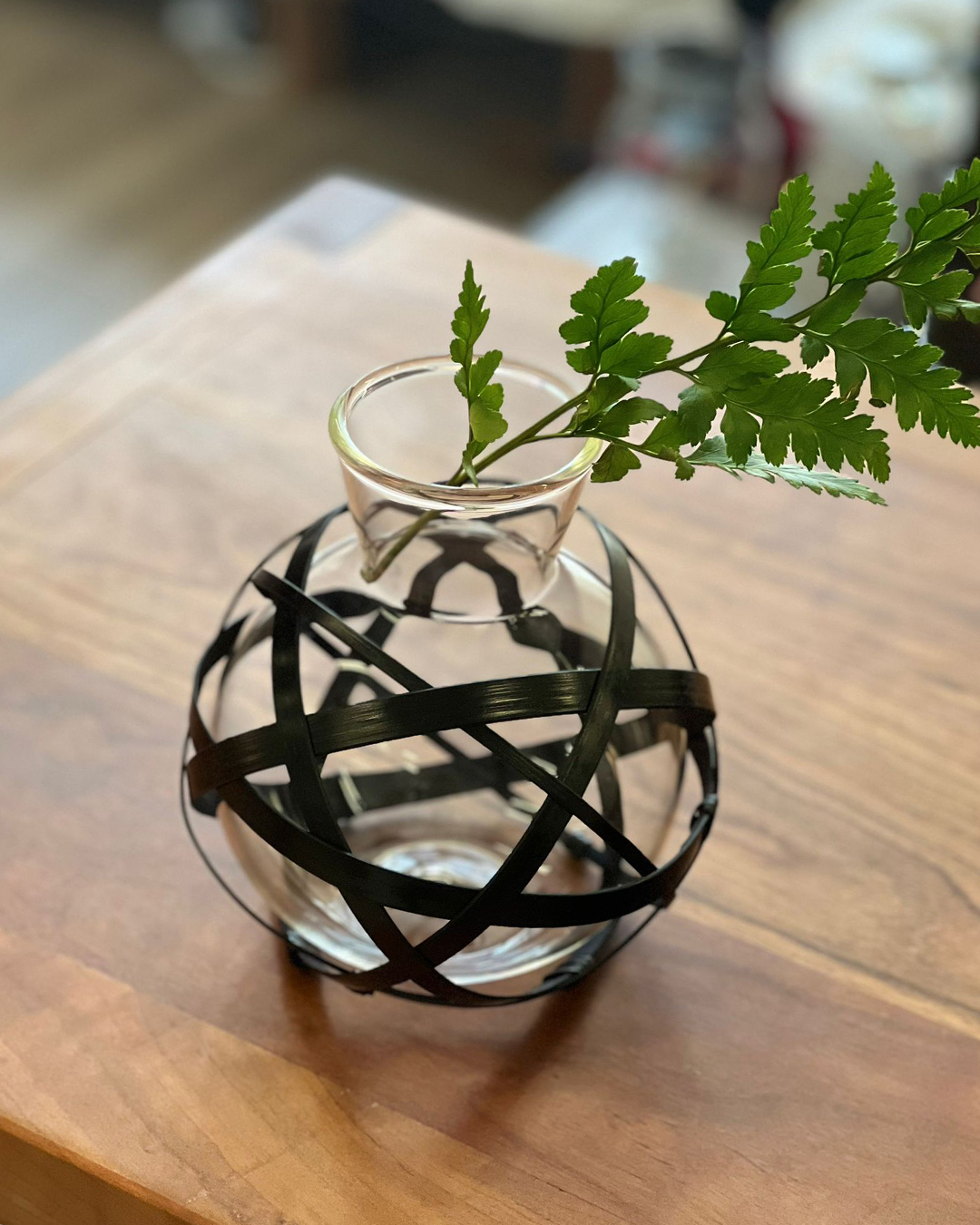 竹編 玻璃花器 黑色｜公長齋小菅