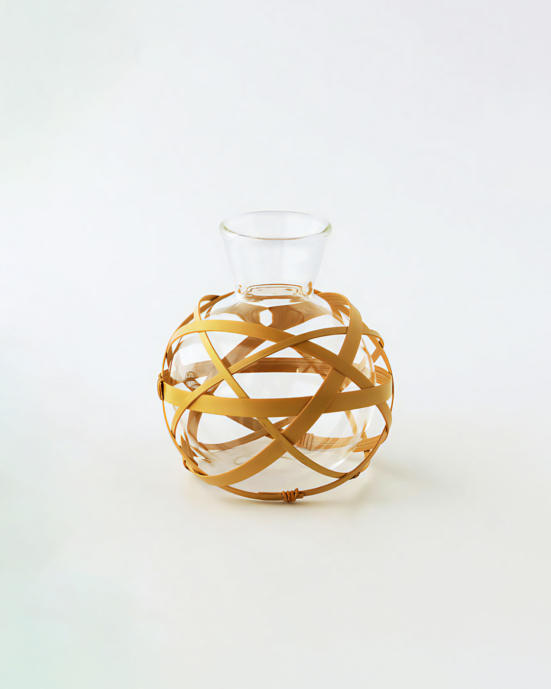 竹編 玻璃花器 原色｜公長齋小菅