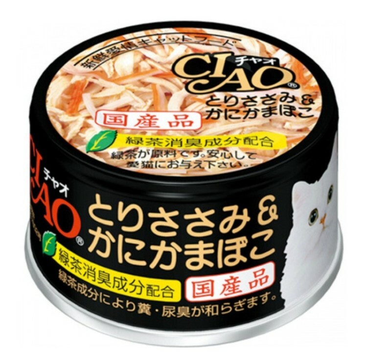 [$216限時優惠]日本CIAO 貓罐 - 雞肉 + 蟹柳  85G , c-13 (原箱24罐)