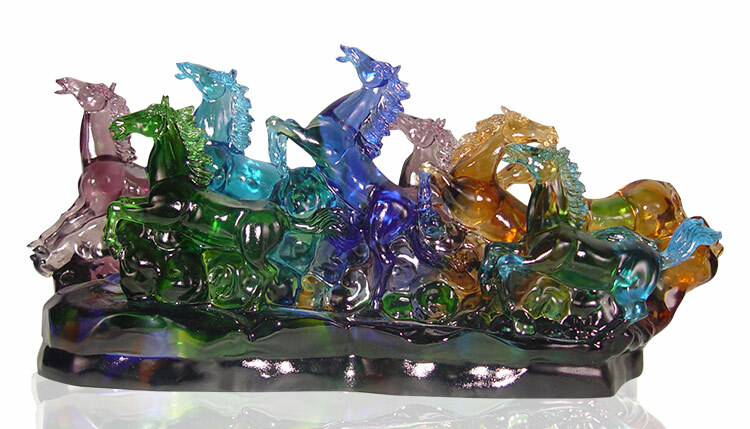 鹿港窯禮品館│琉璃 擺飾 八馬奔騰 馬到成功 - 成功與勝利的象徵│桌面工藝品 開業開市禮品 辦公室裝飾品