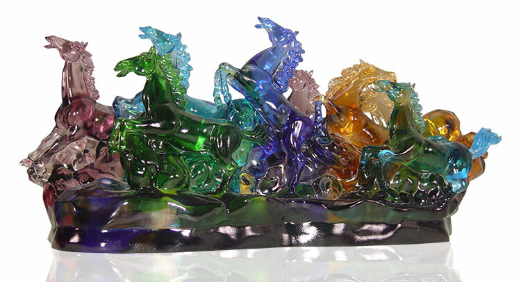 鹿港窯禮品館│琉璃 擺飾 八馬奔騰 馬到成功 - 成功與勝利的象徵│桌面工藝品 開業開市禮品 辦公室裝飾品