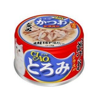 [$216限時優惠]日本CIAO 貓罐 -  雞肉 +鰹魚 +白飯魚濃湯貓罐80G , A-45 (原箱24罐)