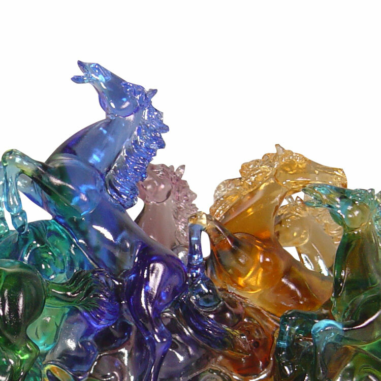鹿港窯禮品館│琉璃 擺飾 八馬奔騰 馬到成功 - 成功與勝利的象徵│桌面工藝品 開業開市禮品 辦公室裝飾品