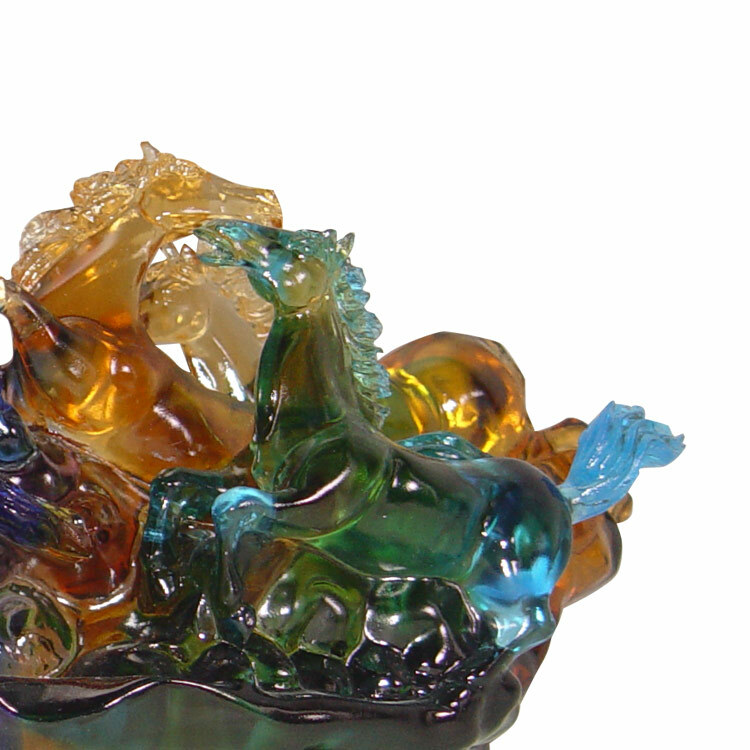 鹿港窯禮品館│琉璃 擺飾 八馬奔騰 馬到成功 - 成功與勝利的象徵│桌面工藝品 開業開市禮品 辦公室裝飾品