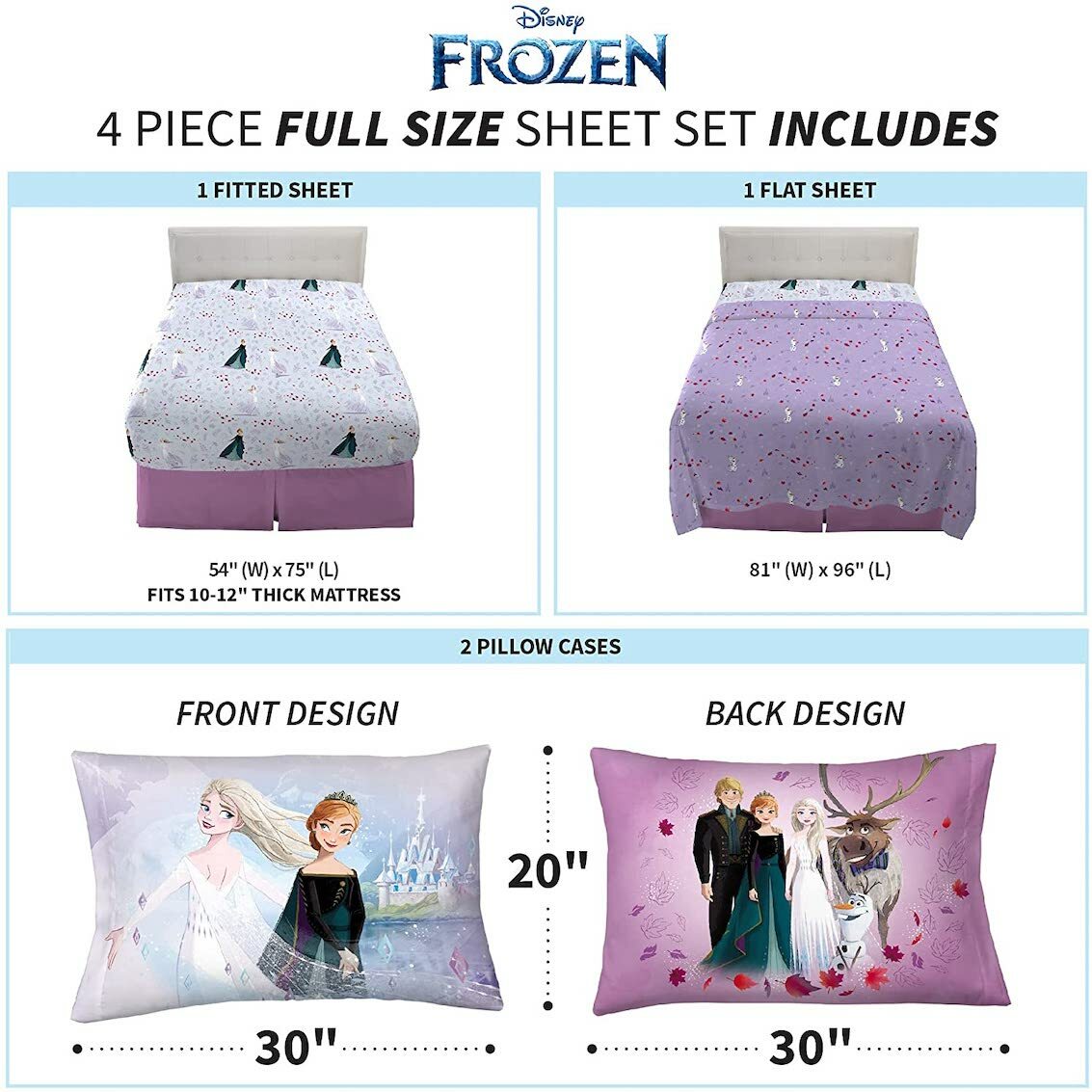 美國 Frozen 4 件裝床上套裝 (雙人床)