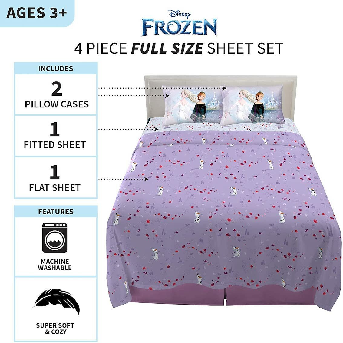 美國 Frozen 4 件裝床上套裝 (雙人床)