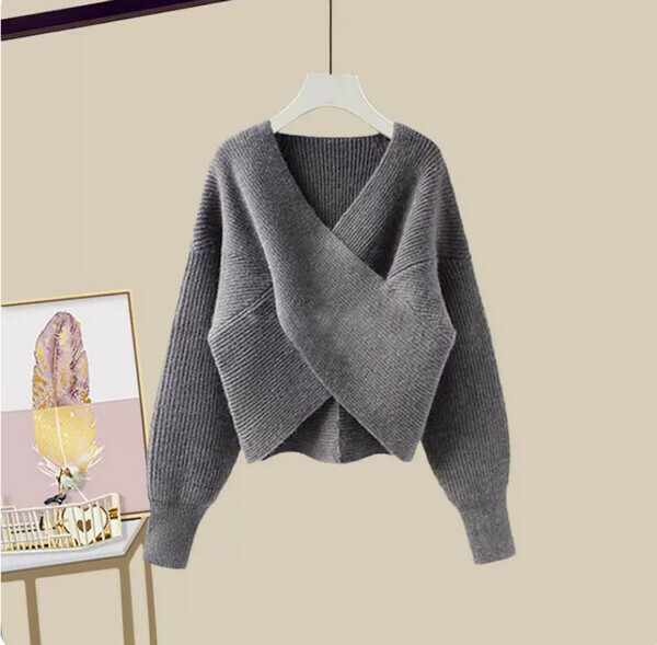 Fat mm Flesh Covering Thin Sweater#Single Piece (Gray) [M-4XL Size] [Contact Customer Service to Confirm Size after Placing an Order]