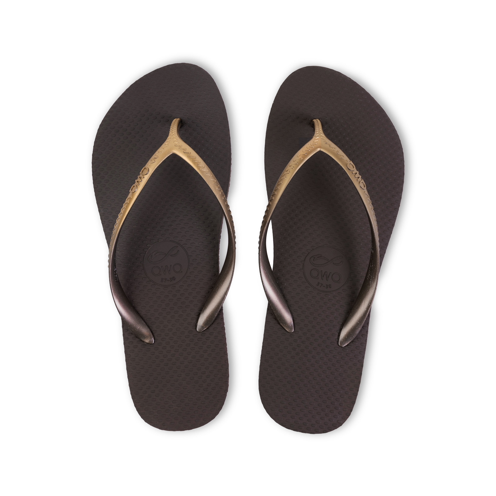 Glint微光系列 復古金漸層 焦糖棕 女款平底人字夾腳拖