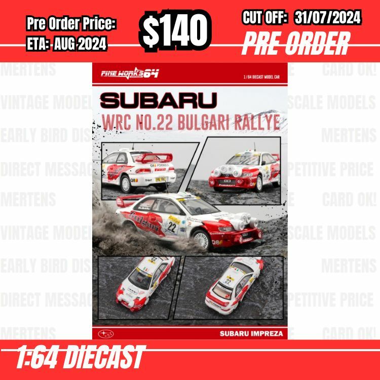 PO-$140 * Fine Works * 1:64 Subaru Impreza WRC White/Red #22 [OD17/07]