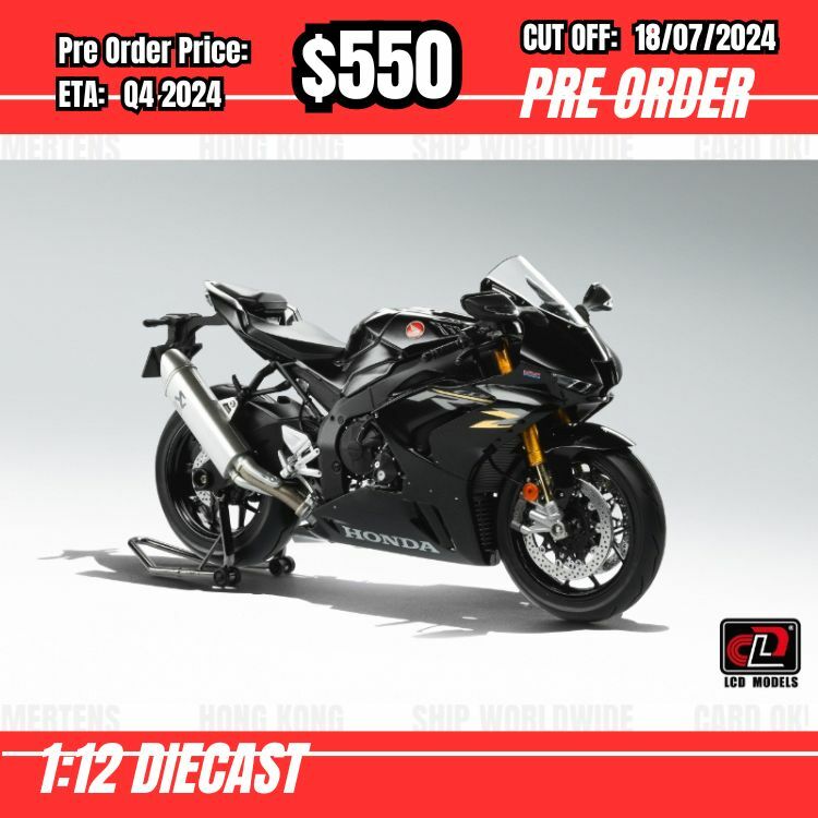 PO-$550 * LCD * 1:12 Honda CBR1000RR-R Black [OD17/07]