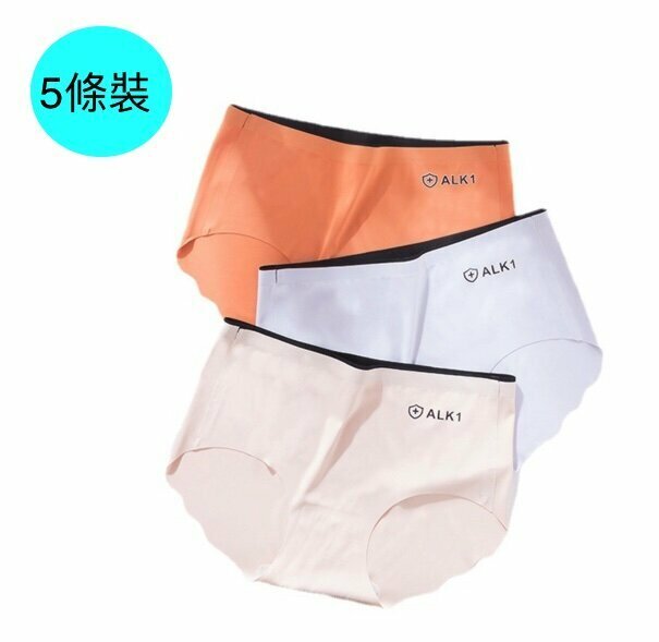 【5 Packs】Ice Silk Color-blocked Waistband Cotton Crotch Panties (M-XL Size) [Color Random, Contact Customer Service to Confirm Shipping Size After Placing an Order]