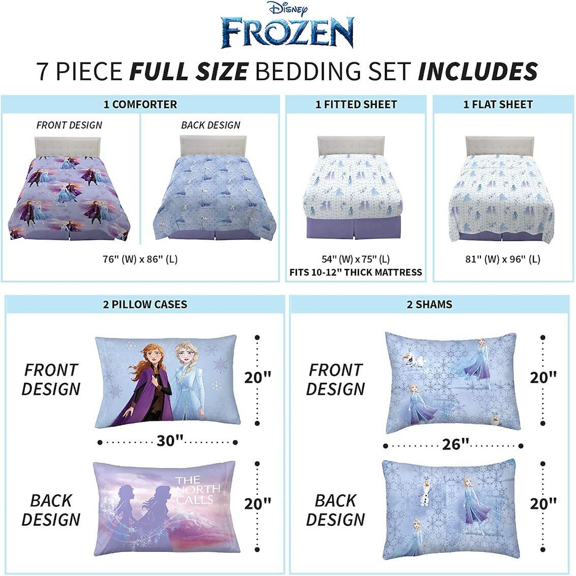 美國 Frozen 7 件裝床上套裝 (雙人床)