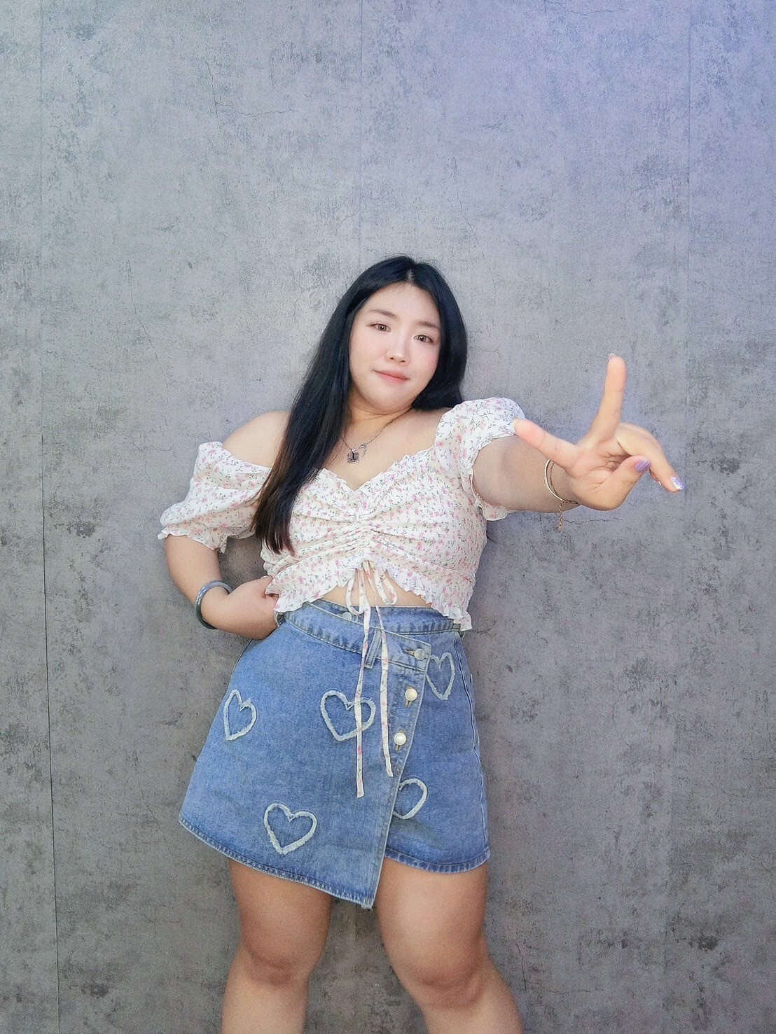 超顯瘦不規則愛心牛仔褲裙