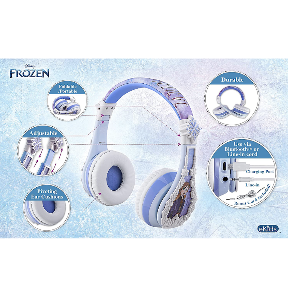 美國 Frozen Headphone 藍牙耳機 (內置 Microphone)