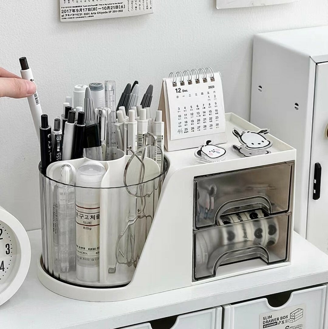 大容量旋轉筆筒收納盒