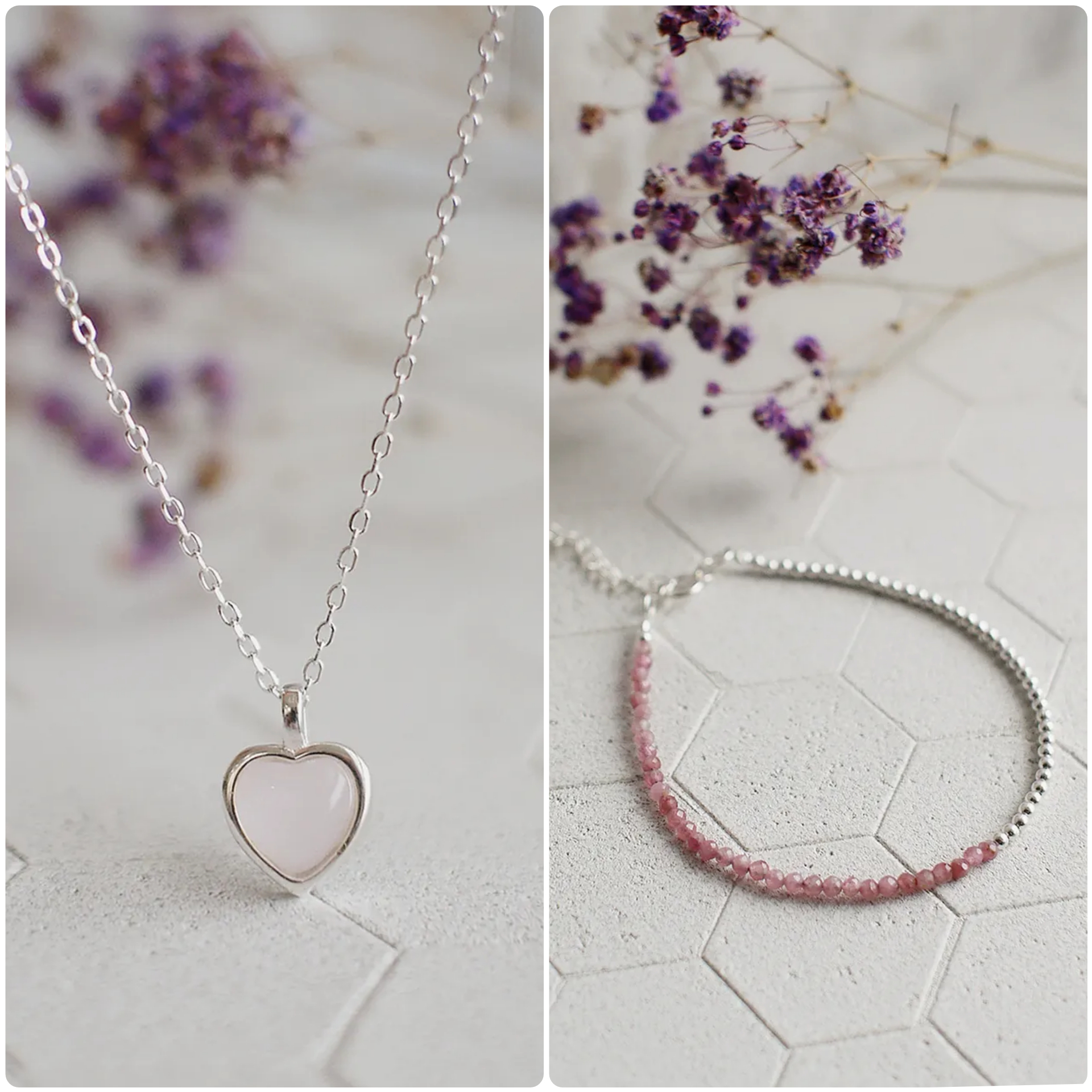【飾品禮盒】愛情之石純銀項鍊手鍊二入組(粉晶/粉紅碧璽)/G19 | 情人節禮物 定情禮物 畢業禮物 七夕