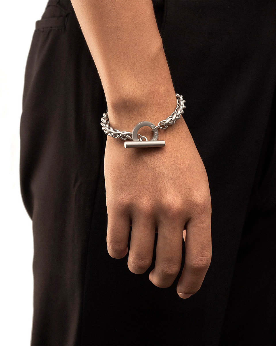 RECOVERY 粗麻花手鍊 (霧銀)