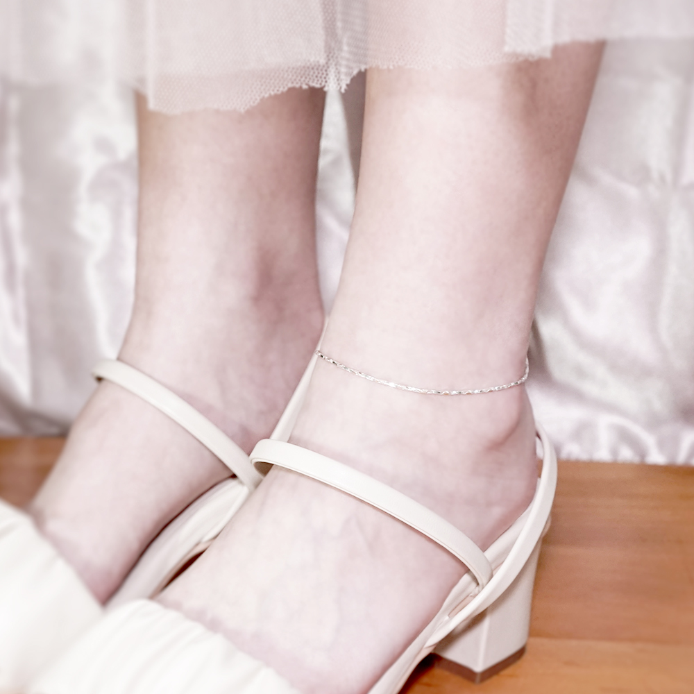 扭轉設計 方扭蛇鍊 925純銀腳鍊 女生腳鍊 刻字訂製