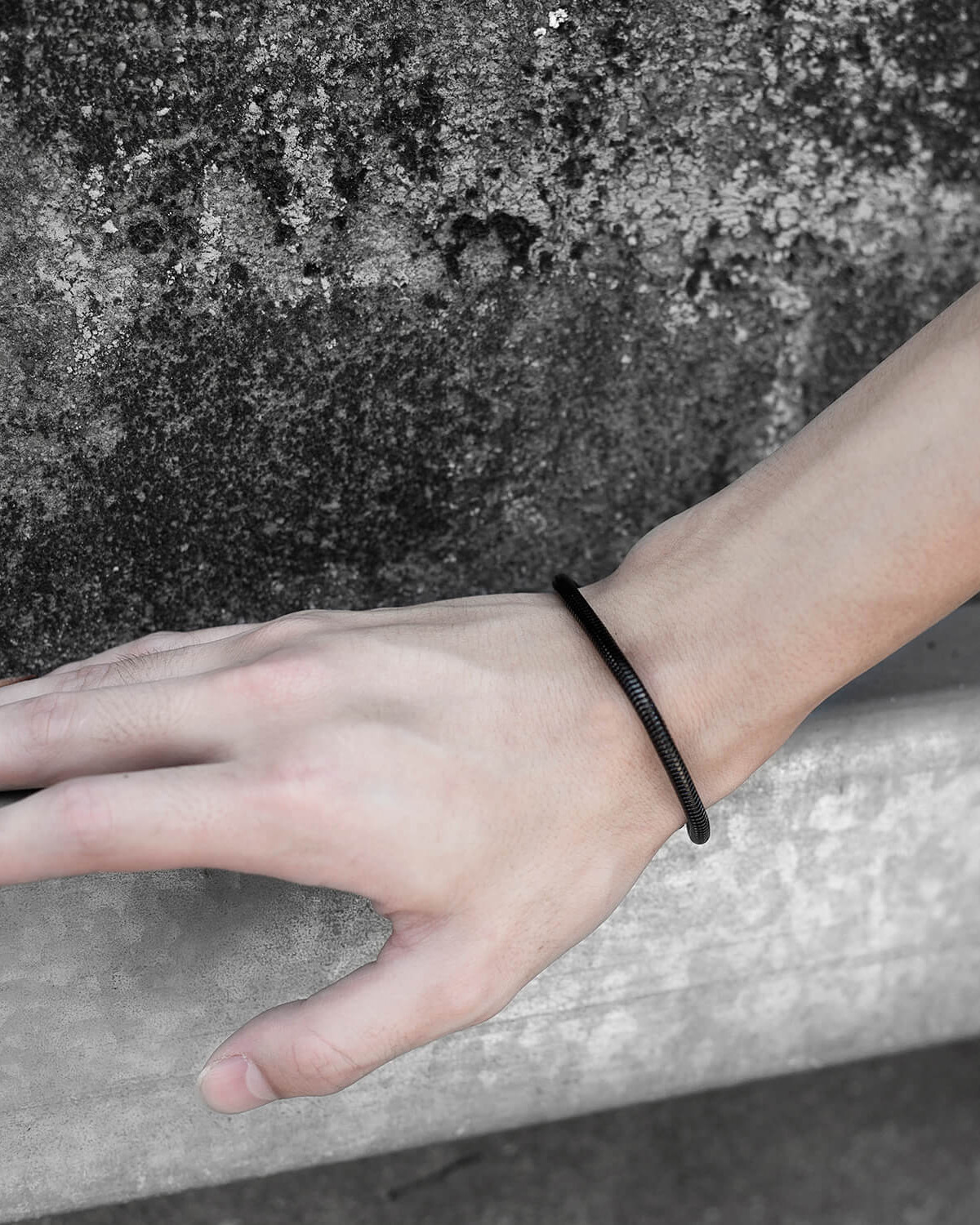 Recovery 5MM圓蛇手鍊 鋼製 - 亮黑色