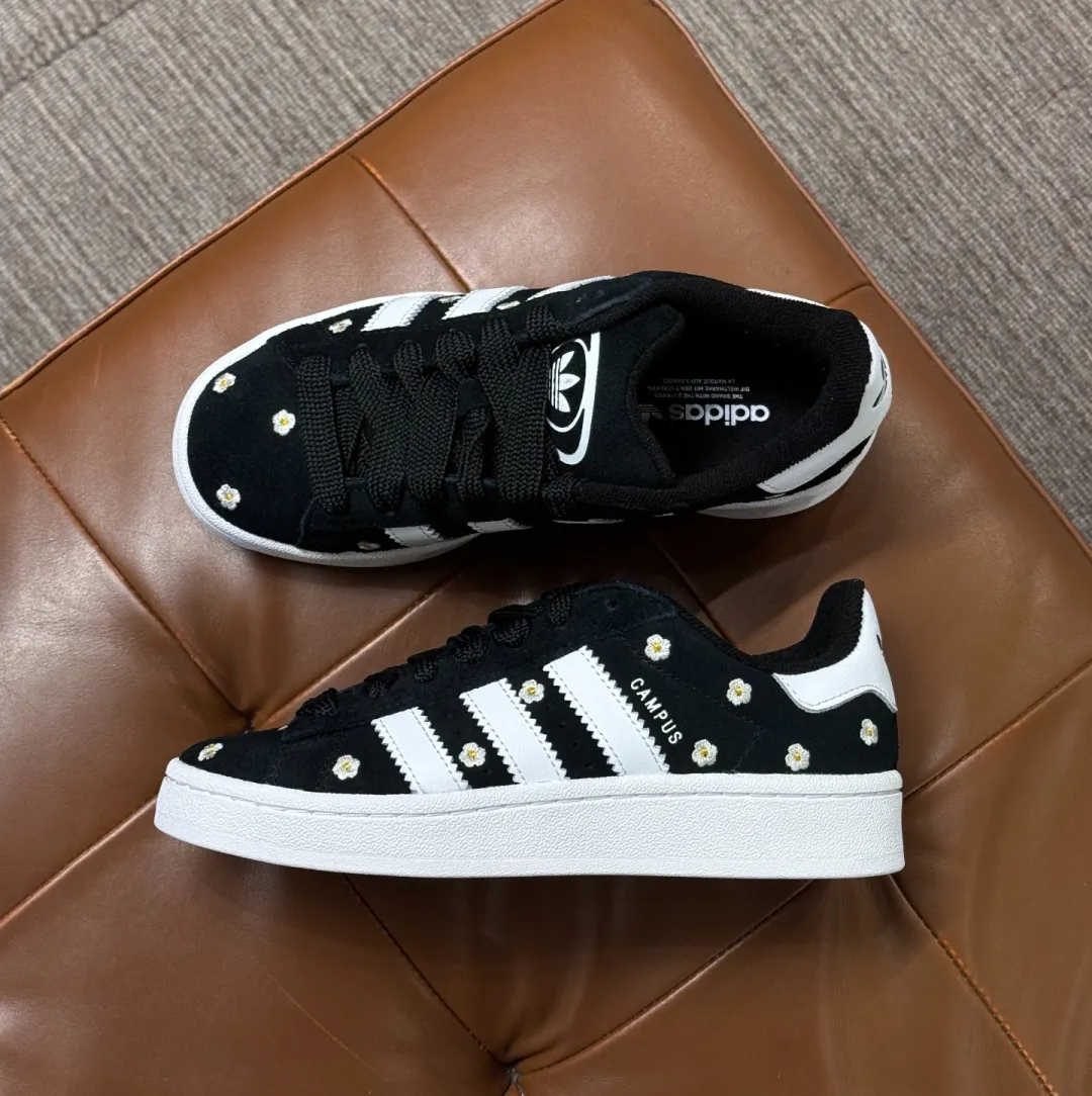 ADIDAS CAMPUS 00S W 麵包鞋 黑白 雛菊 刺繡 小花 女鞋 IF9640 / 預購