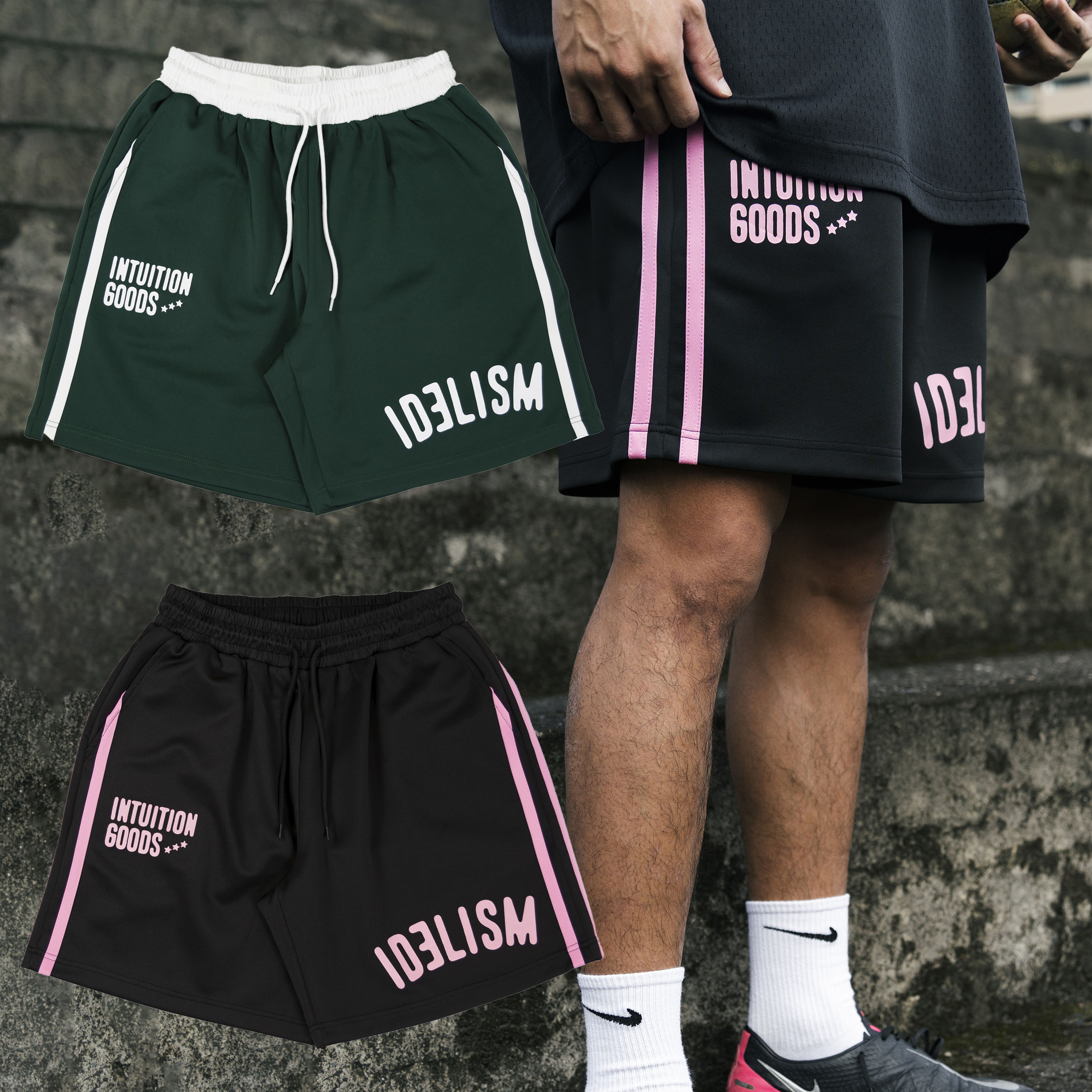 idealism Soccer Shorts 綠色 黑色 足球訓練短褲【ID24002】