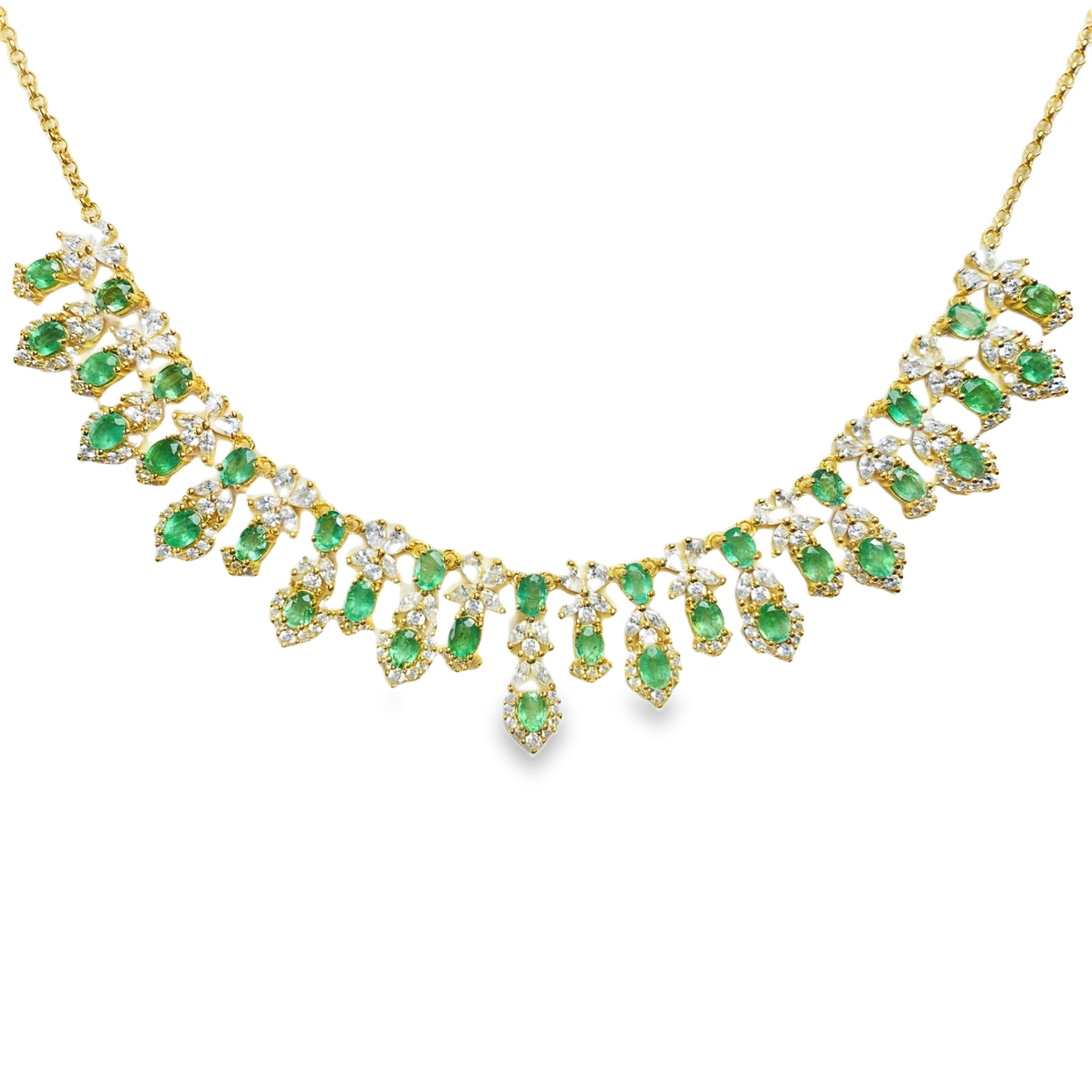 T534祖母綠奢華款滿鑽項鍊