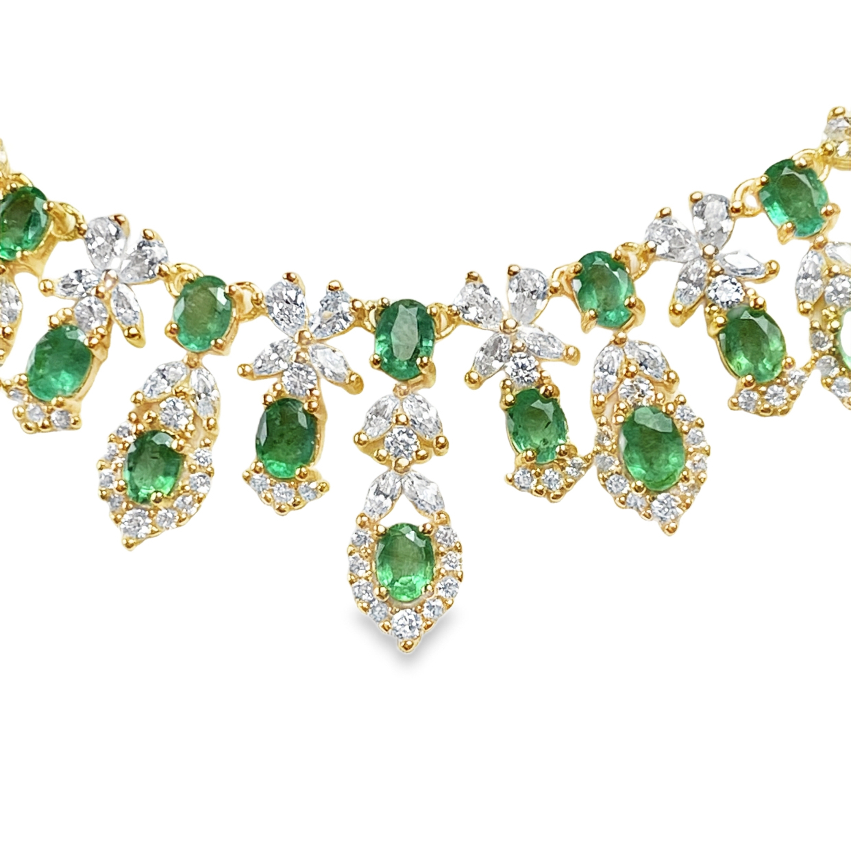 T534祖母綠奢華款滿鑽項鍊