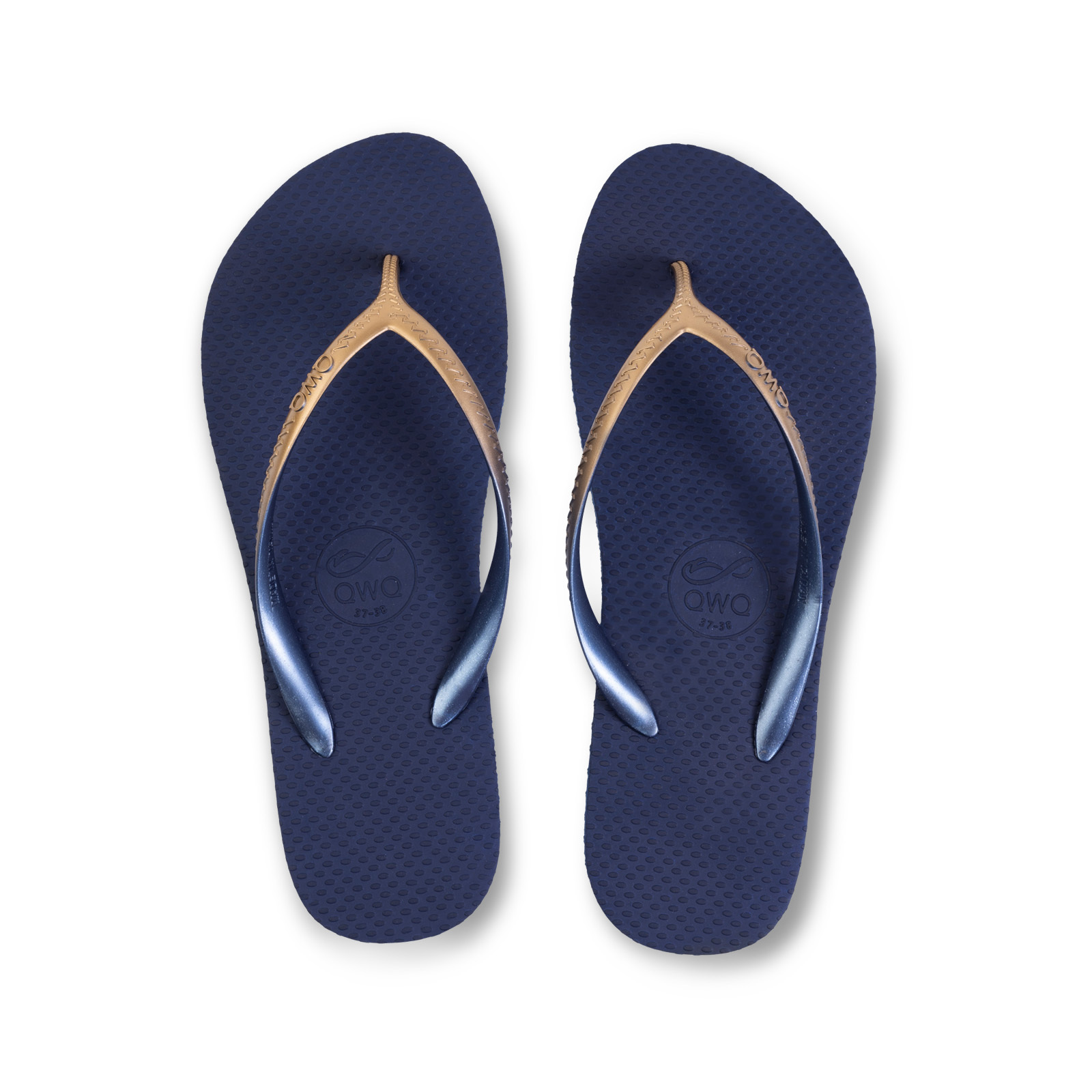 Glint微光系列 復古金漸層 藏青藍 女款平底人字夾腳拖