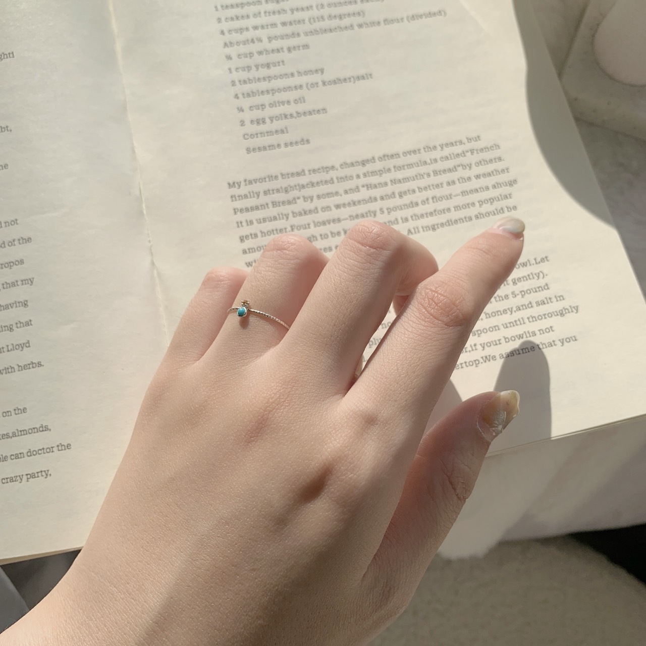 小圓土耳其石黃水晶戒指