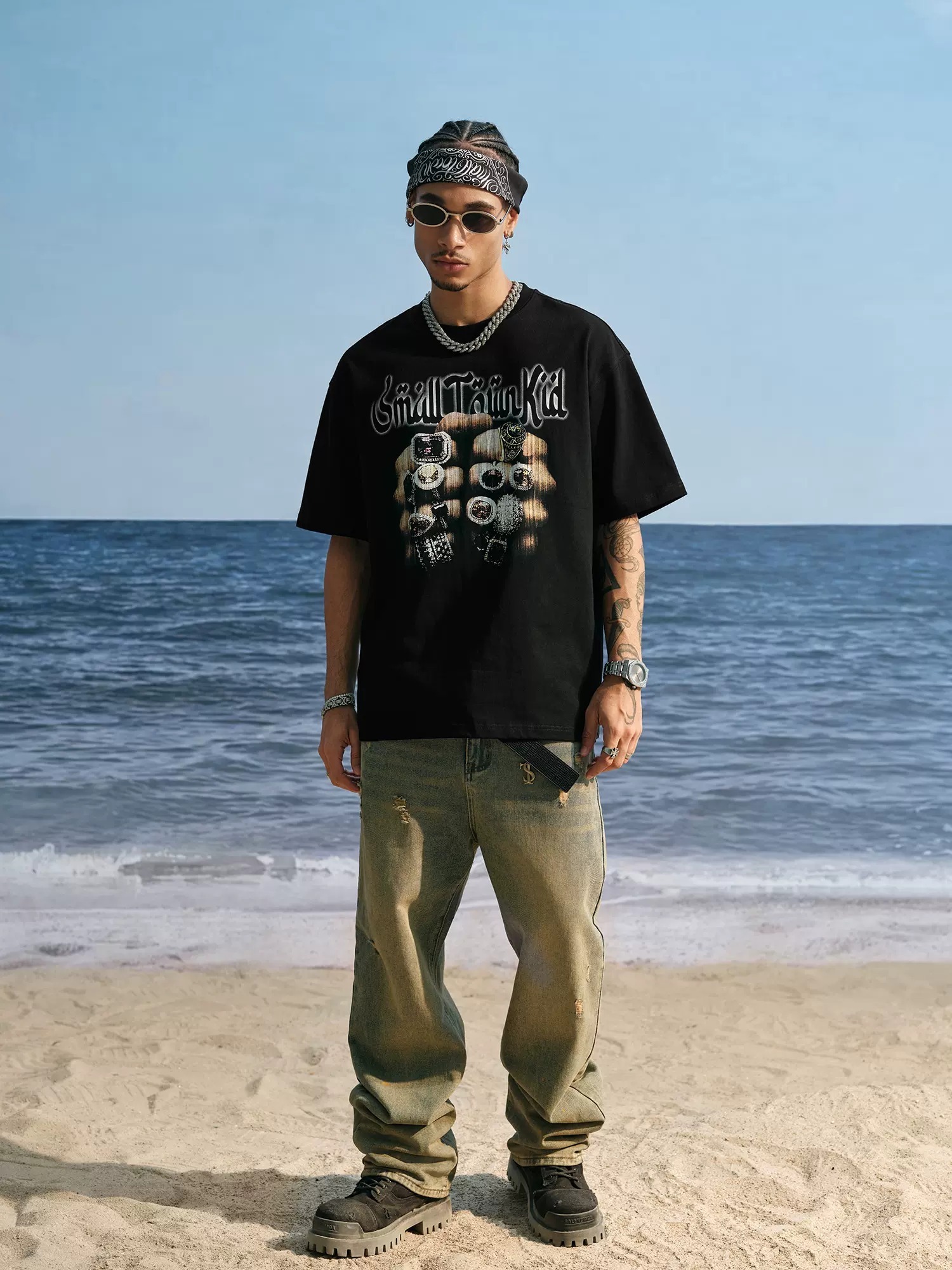 STK SmallTownKid 美式休閒街頭印花 戒指 短袖 T