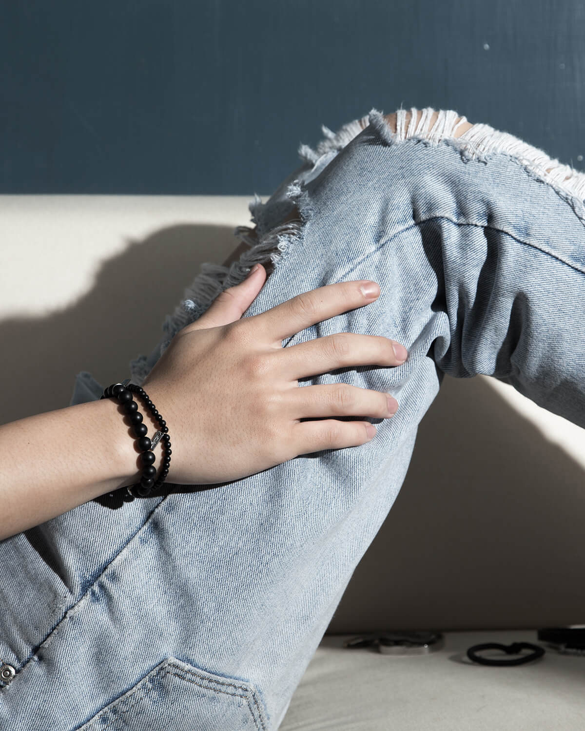 RECOVERY 霧面8MM串珠手環 (黑)