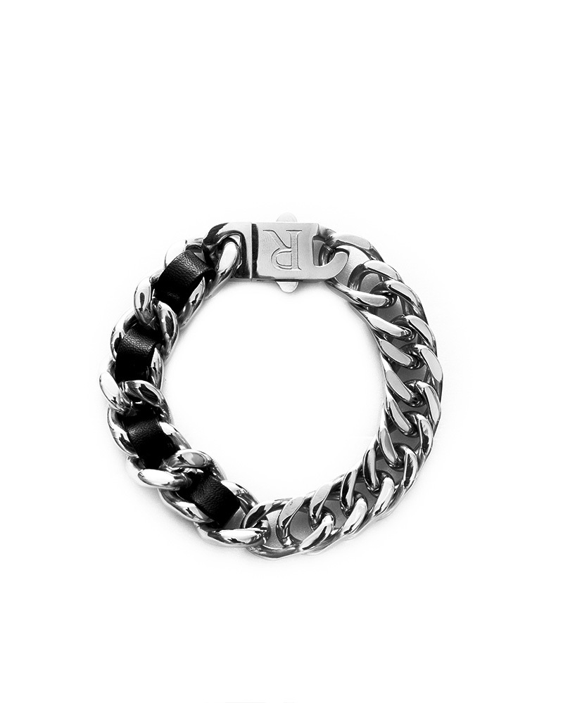 DEIFIED X RECOVERY 編織寬扁手鍊 (亮銀)